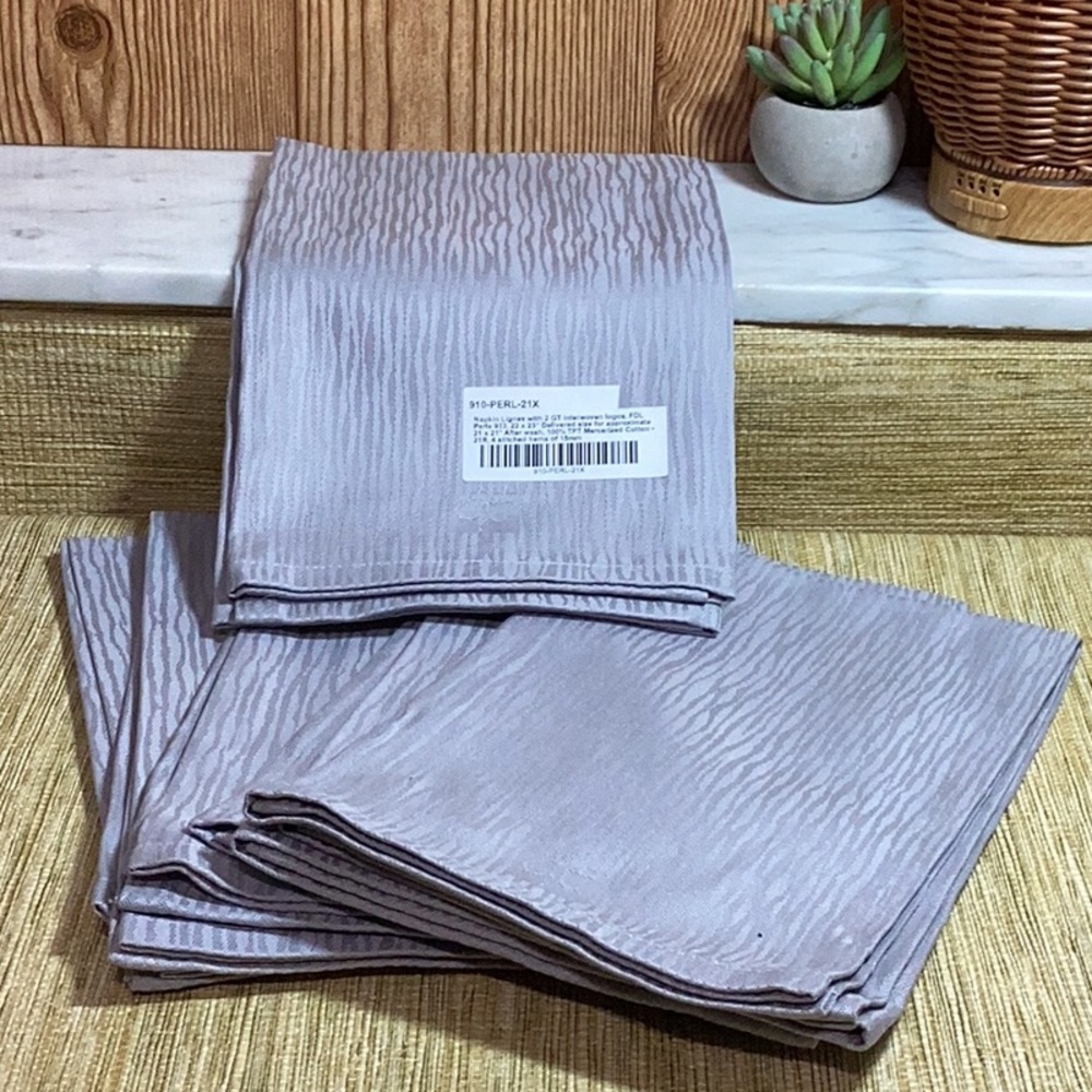 New Garnier-Thiebaut Elegant 6 Gray 100% Cotton 22”x23” Napkins